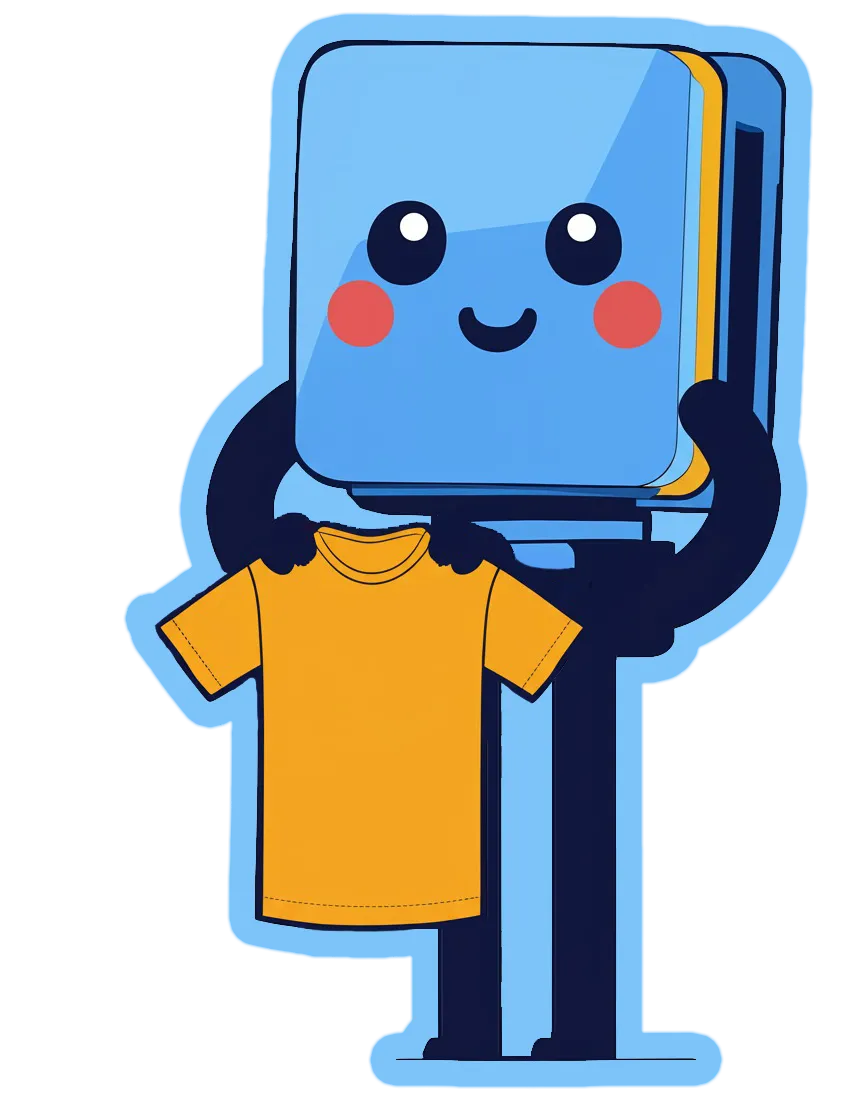 Mascot holding t-shirt